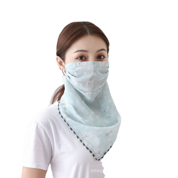 Cachecol de proteção respiratória multifuncional de chiffon para mulheres de verão Véu UV Proteger e lenços femininos